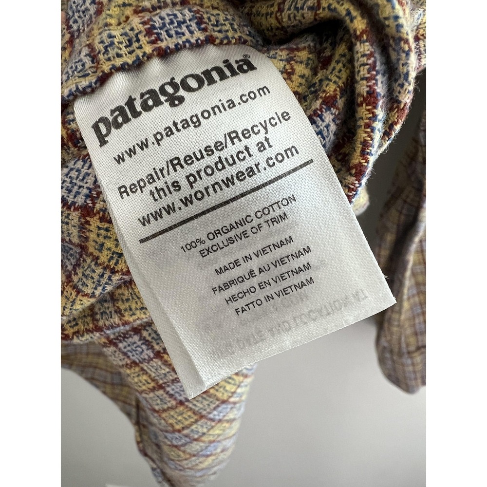 Patagonia Shirt Mens Large Yellow Plaid Organic Cotton Flannel Button Up Casual - Picture 7 of 7